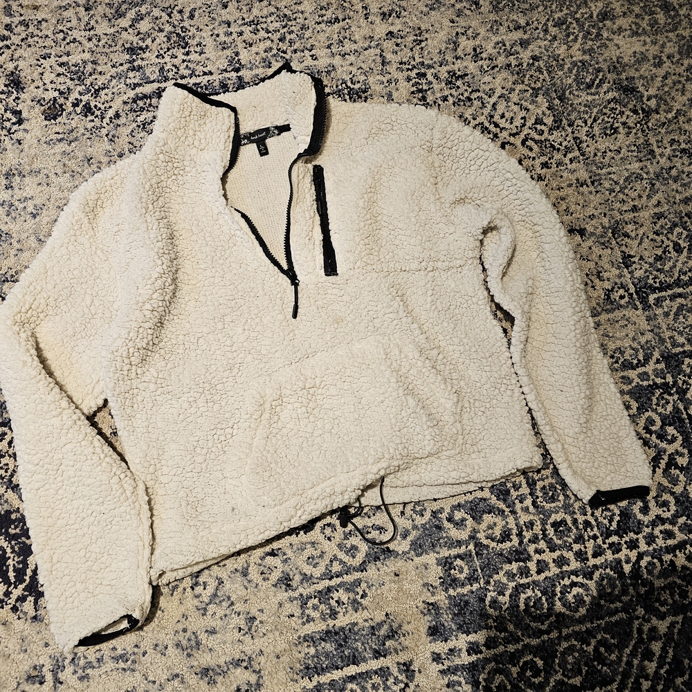 Derek Heart Cream Sherpa Jacket with Black Accents